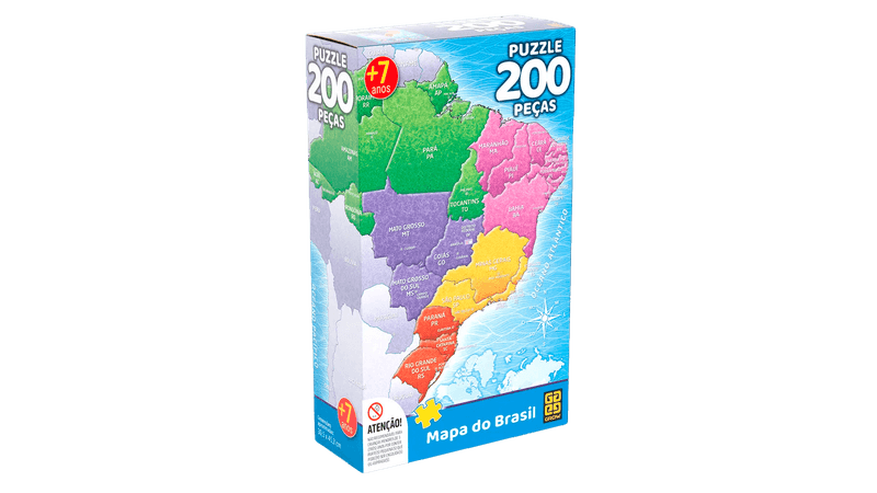 Jogo Quebra Cabeca Puzzle 200 Pecas Mapa do Brasil +7 Anos – Papelaria  Pigmeu