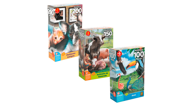 Puzzle 150 peças Animais da Fazenda - Loja Grow