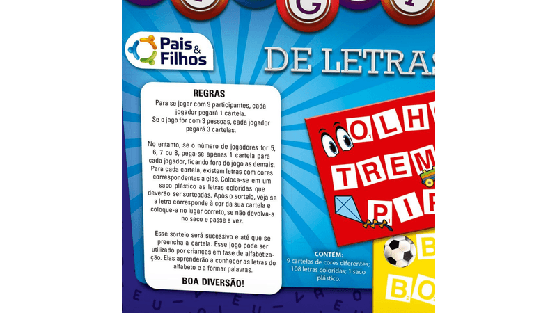 Jogo Binguinho de Letras Pais e Filhos