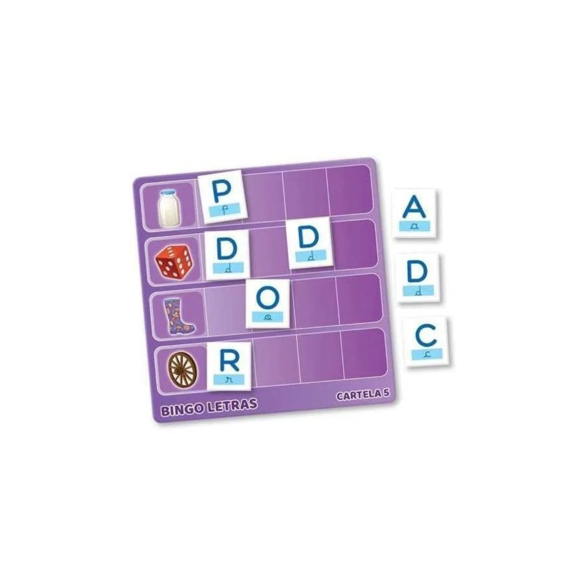 Jogo Educativo Bingo Letras C/ 32 Palavras Infantil