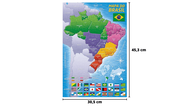 Jogo Quebra Cabeca Puzzle 200 Pecas Mapa do Brasil +7 Anos