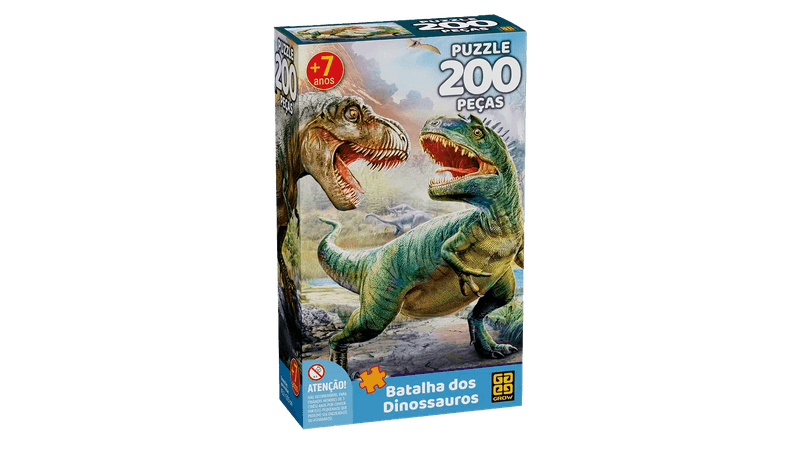 Quebra-Cabeça - Batalha dos Dinossauros - 200 Peças - Grow
