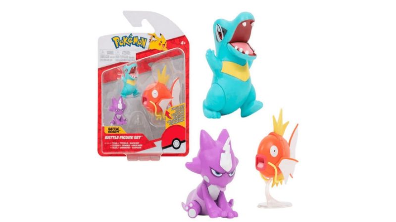 Kit 3 Bonecos Pokémon - Toxel, Totodile e Magikarp