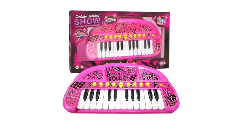 Teclado Infantil Eletrônico Rosa Show - Toyng em Promoção na